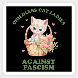 Childless Cat Ladies Against Fascism Kamala Harris 2024 Retro Kitten Basket Sticker